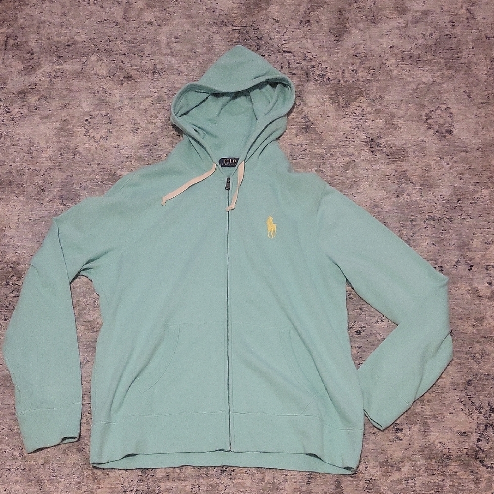 Ralph Lauren Mint Green Hoodie with Yellow Logo